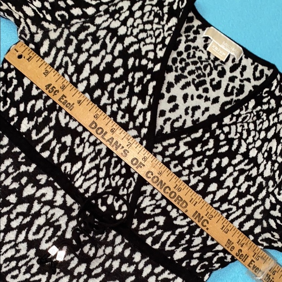 MICHAEL KORS cheetah knit tunic v neck wrap long sleeve waist drawstring size XS - Picture 9 of 10